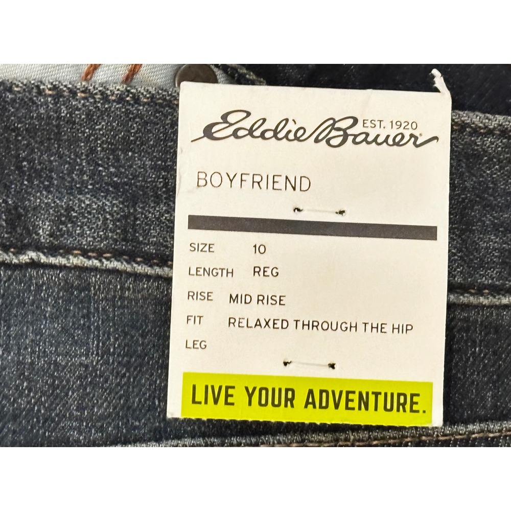 NWT Eddie Bauer Boyfriend Denim Shorts Womens 10 Dark Wash Cuffed Mid Rise - Picture 4 of 11